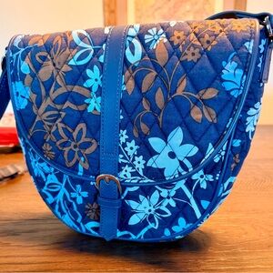 Vera Bradley Java Floral Slim Saddle Bag Crossbody Purse Adjustable Strap